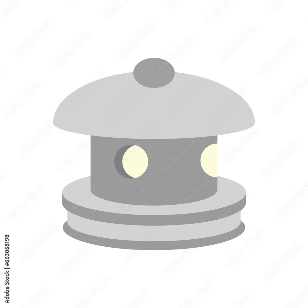 Traditional Asian garden lantern vector flat illustration. Ethnic Japanese outdoor architectural concrete lamp isolated on white Traditional Asian garden lantern vector flat illustration. Ethnic Japanese outdoor architectural concrete lamp isolated on white