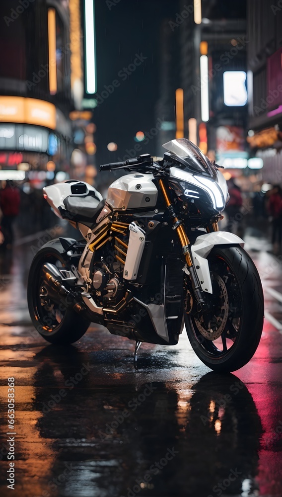 motorcycle at night Generated by AI