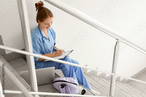 Female medical student with...