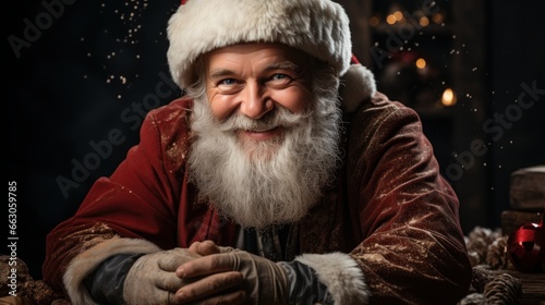 santa claus with christmas tree, winter theme, christmas background and wallpaper photo