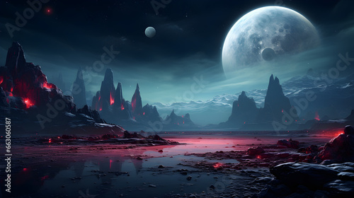 Mystical Extraterrestrial Landscape  Enigmatic Alien Planet in Space