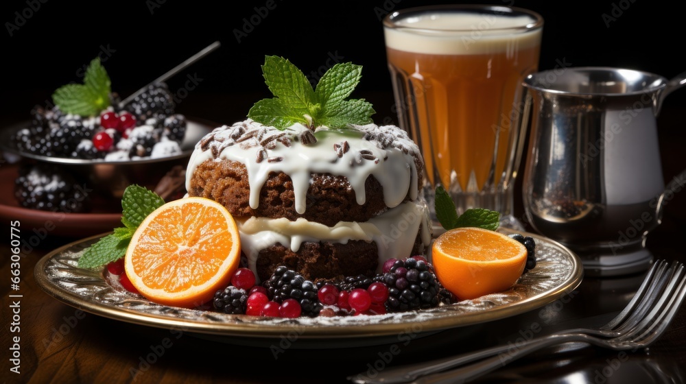 christmas pudding, christmas cake with berries and chocolate christmas pudding, christmas cake with berries and chocolate