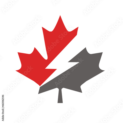 Maple leaf with electric symbol 