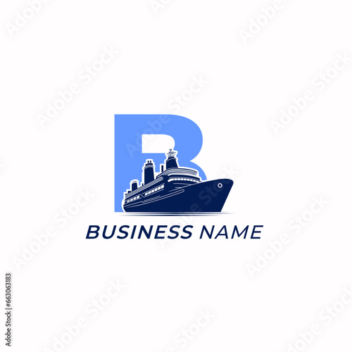 design logo creative letter B and ship cargo