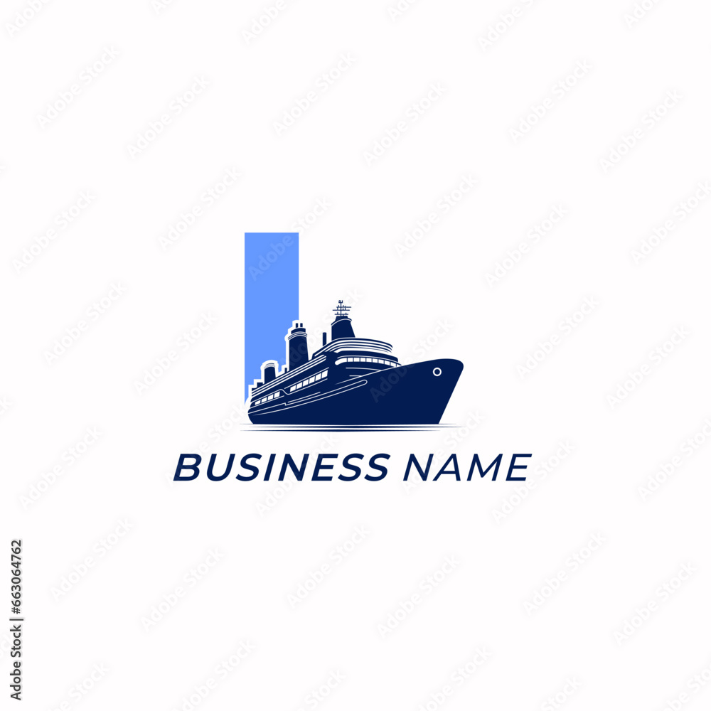 design logo creative letter I and ship