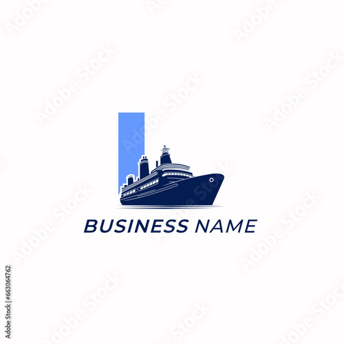 design logo creative letter I and ship