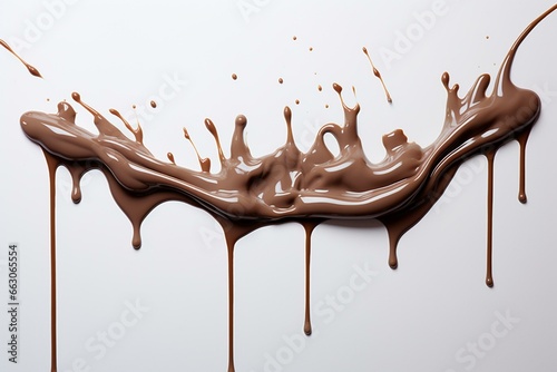 dripping chocolate on white. Generative AI