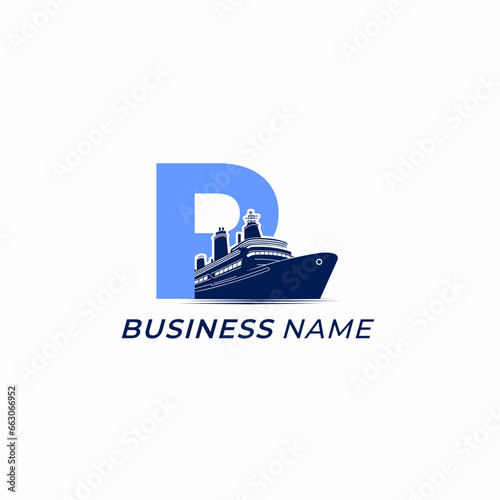 design logo combine letter P and ship