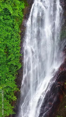 Waterfall in the jungle. Mohini Falls in the rainforest. Sri Pada, Sri Lanka. photo