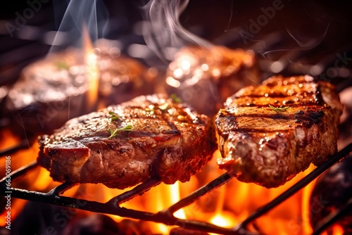 炭火で焼くステーキ肉 photo