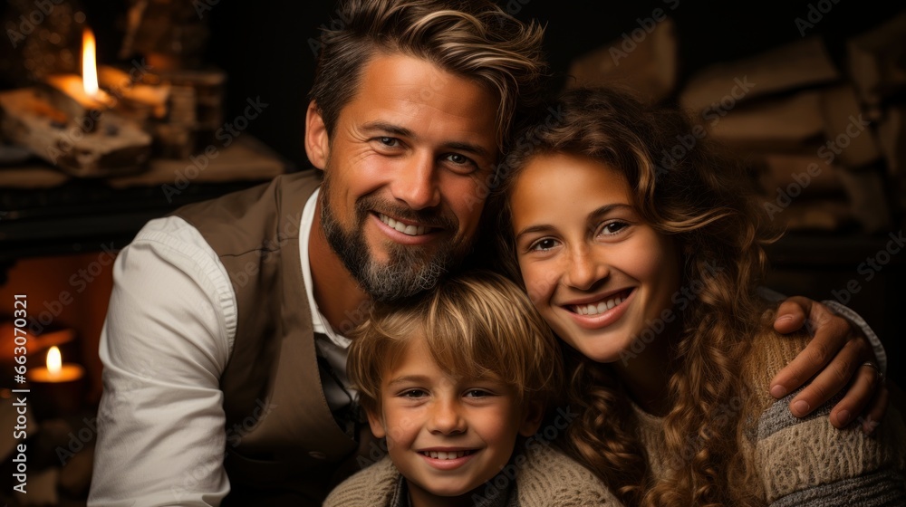 portrait of a smiling christmas family, copy space, christmas background and wallpaper portrait of a smiling christmas family, copy space, christmas background and wallpaper