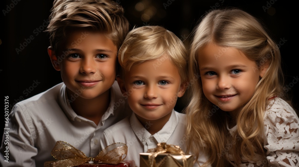 portrait of a smiling christmas family, copy space, christmas background and wallpaper portrait of a smiling christmas family, copy space, christmas background and wallpaper