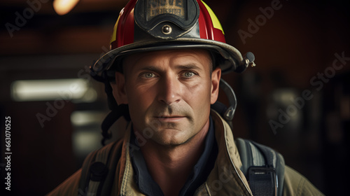 portrait of a firefighter in helmet