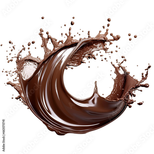 Chocolate splash isolated on transparency background, Generative ai