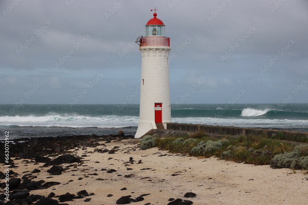Griffiths Island Lighthouse, Port Fairy, Victoria, Australia.