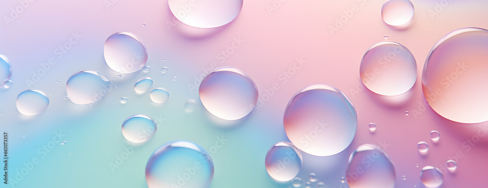 Droplets on pastel color glass background. 