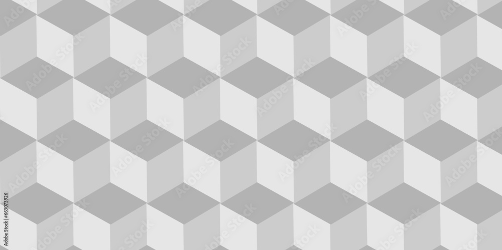 Abstract geometric structure mosaic and tile square background with cubes pattern. Seamless geometric pattern abstract background. abstract cubes geometric white and gray color hexagon technology.
