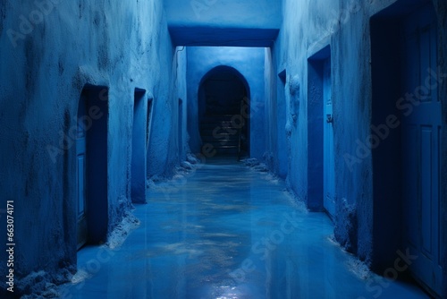 blue corridor. Generative AI © Meliora