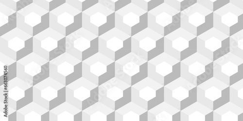 Abstract geometric structure mosaic and tile square background with cubes pattern. Seamless geometric pattern abstract background. abstract cubes geometric white and gray color hexagon technology.