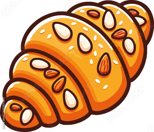 vector almond croissant breakfast pastry svg icon illustration