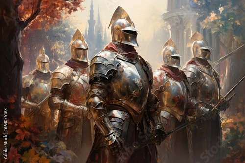 Noble knights clad in shining armor - Generative AI