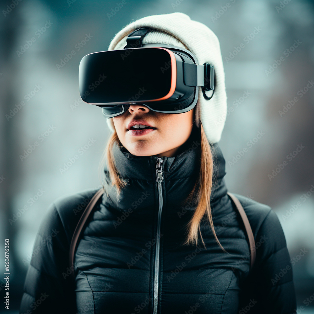 woman with VR, very happy, fascinated woman with VR, very happy, fascinated