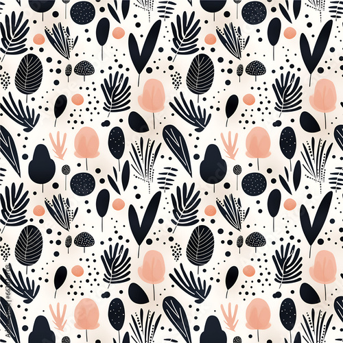 Seamless of hand drawn minimal abstract organic shapes pattern. Collage contemporary print, Fashionable template for design, Perfect for textiles and decoration, Wallpaper and packaging