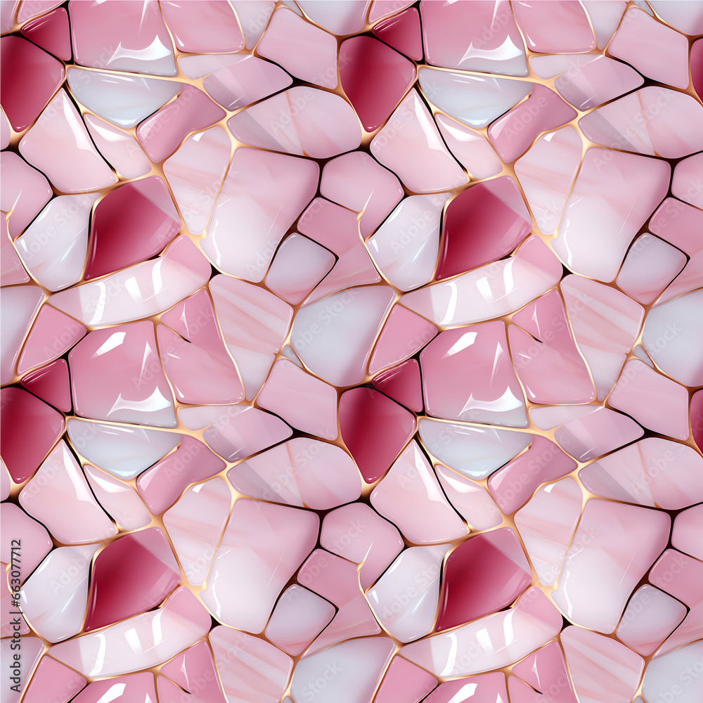 Seamless of pattern, Rose quartz, pink with gold line Seamless of pattern, Rose quartz, pink with gold line