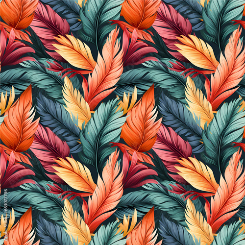 Seamless of Colorful Tropical Leaves Pattern. Seamless pattern of Tropical Leaves in colorful style  Perfect for textiles and decoration  Wallpaper and packaging