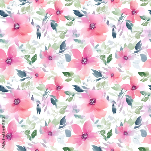 Seamless of flower pattern with leaf floral background  looking like unfinished watercolors  Design for fashion  Fabric  Textile  Fashionable print for textiles  Wallpaper and packaging