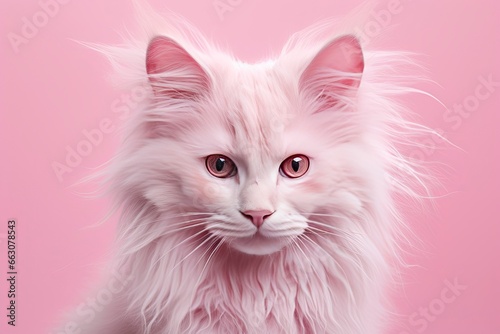 Pink colored cat on Pink Background. © AbGoni