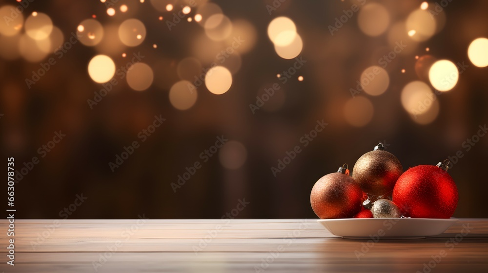christmas decoration on wooden table, mock up background christmas decoration on wooden table, mock up background
