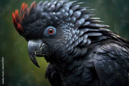A Beautful Red Tailed Black Cockatoo. photo