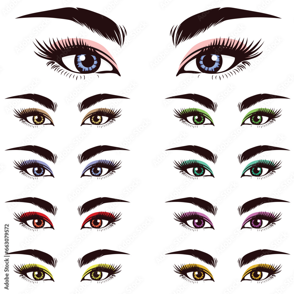 Set of beauty woman eyes illustration