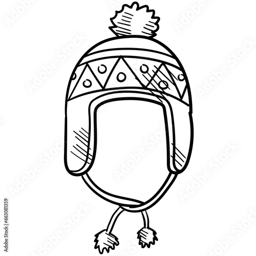 Hand Drawn Winter Clothes Hat