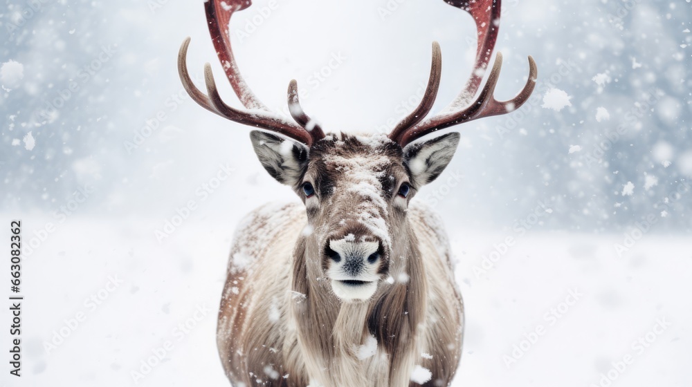 Close-up of a Christmas elk in the snow Close-up of a Christmas elk in the snow