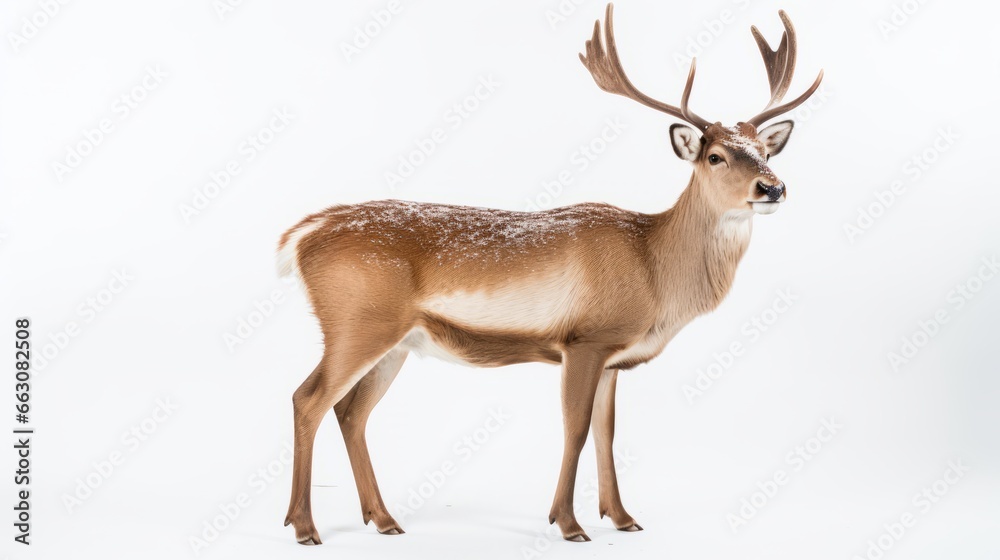Fototapeta premium Festive Reindeer: Capturing the Charm of a Christmas Elk in Snowy Ambiance