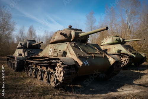 WWII Soviet tanks from Russia. Generative AI