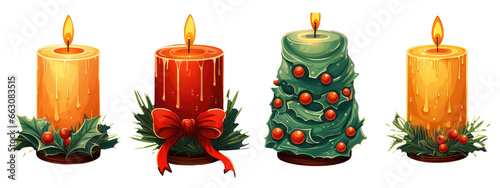 christmas gift candles Beautiful bright color isolated on transparent background