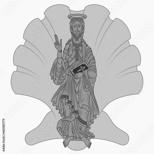 James the apostle holding a christian bible