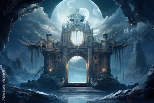 Mystical moonstone portals  bridging the gap between realms and dimensions - Generative AI
