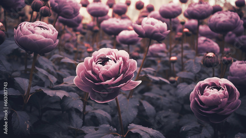 Fototapeta Naklejka Na Ścianę i Meble -  Beautiful peony flowers in the meadow