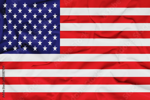 фотографія flag of the United States of America with vibrant colors and fabric background
