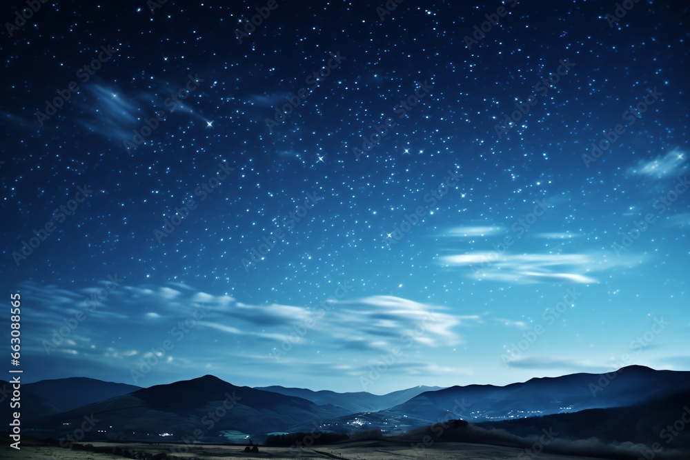 Fototapeta premium Starry sky at night above the mountain range