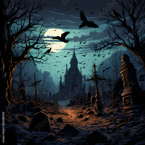 Haunted Cemetery Castle: Eerie Night