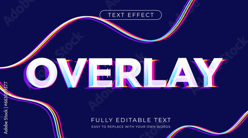 Multicolored overlay editable text effect. Suitable for title, headline, posters and web banner