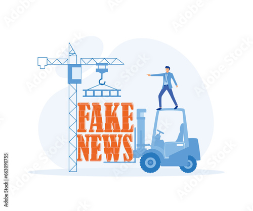 Stop fake news and misinformation spreading on internet and media concep. Fake news concept. flat vector modern illustration