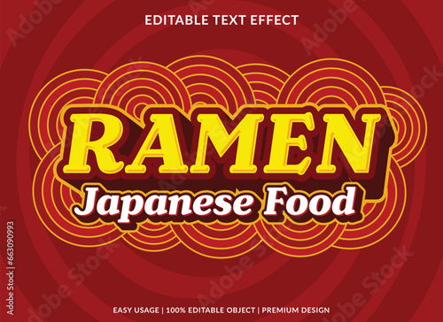 ramen editable text effect template with abstract background use for business logo and brand