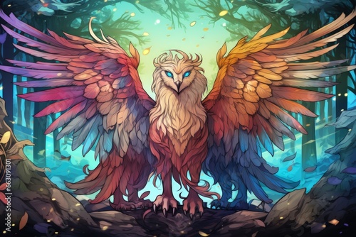 Loyal griffins, majestic creatures with the body of a lion and the wings of an eagle - Generative AI photo