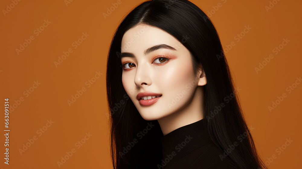 Happy young asian woman on a solid background Happy young asian woman on a solid background